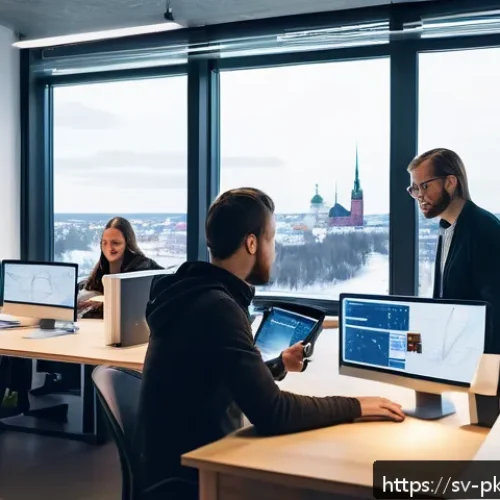 Home 17 자연어 처리 모델 튜닝의 효과적인 피드백 루프 구축 - A modern Scandinavian office environment with a diverse team of software developers and data analyst...