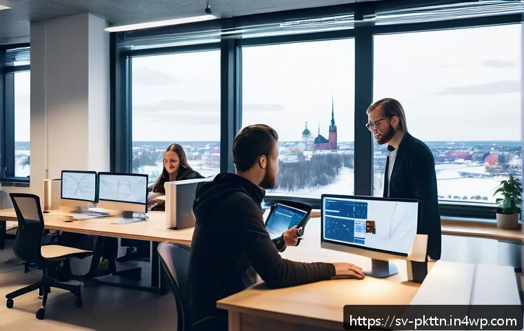 자연어 처리 모델 튜닝의 효과적인 피드백 루프 구축 - A modern Scandinavian office environment with a diverse team of software developers and data analyst...