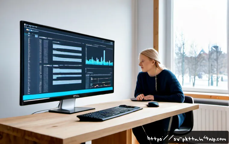 Home 17 자연어 처리 모델 튜닝 시 비지도 학습 기법 활용 - Photorealistic Swedish AI research workspace in Stockholm, a data scientist studying an ultrawide mo...